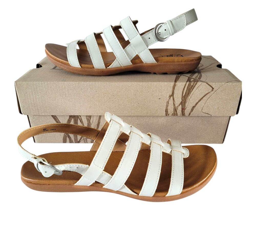 BOC Keva WMS 8 Sandals Sling Back White Strappy Born Concepts Flat